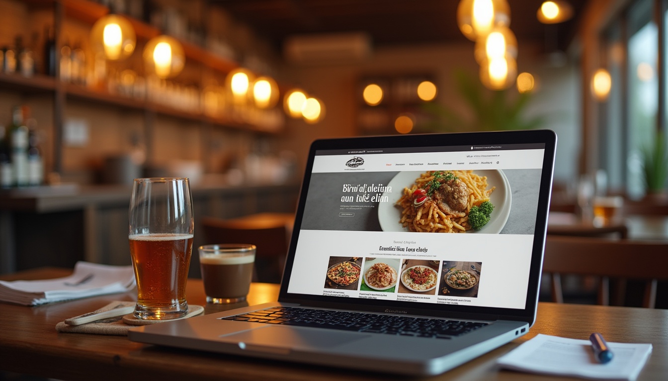 Un ecran de computer afișând un site de restaurant modern și atractiv, simbolizând importanța unui site profesional