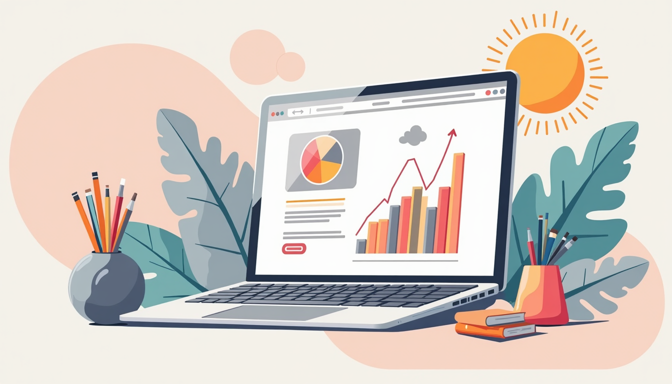 Ilustrație cu elemente cheie pentru un site prezentare firma de succes